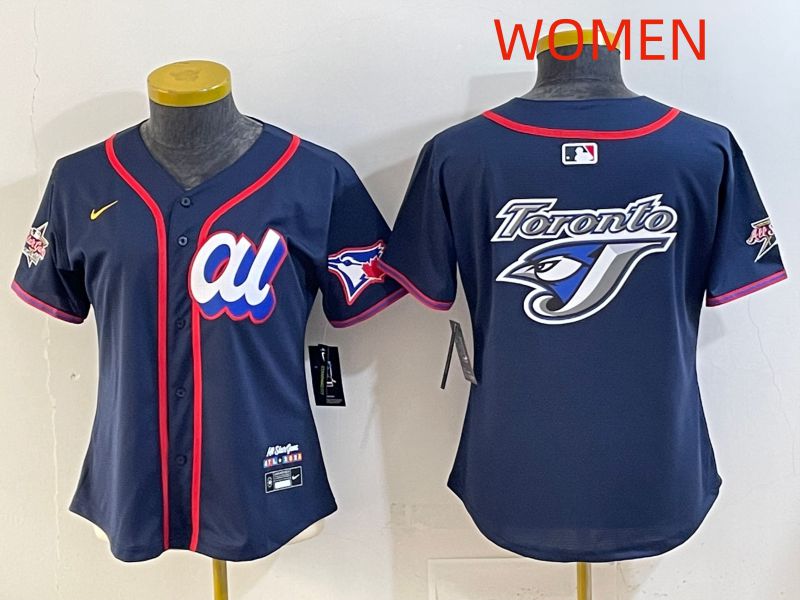 Women 2025 Toronto Blue Jays Blank Drak Blue All star Nike MLB Jersey style 04